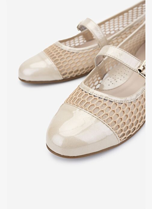 Valmenti Kadın Deri & Tekstil Bej Babet Ayakkabı - Görsel 4