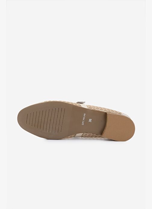 Valmenti Kadın Deri & Tekstil Bej Babet Ayakkabı - Görsel 5