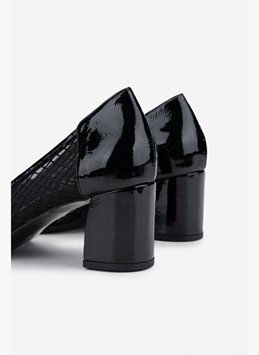 Valmenti Kadın Deri & Tekstil Siyah Topuklu Ayakkabı - Görsel 5