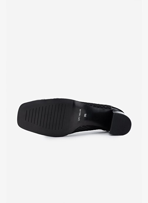 Valmenti Kadın Deri & Tekstil Siyah Topuklu Ayakkabı - Görsel 6