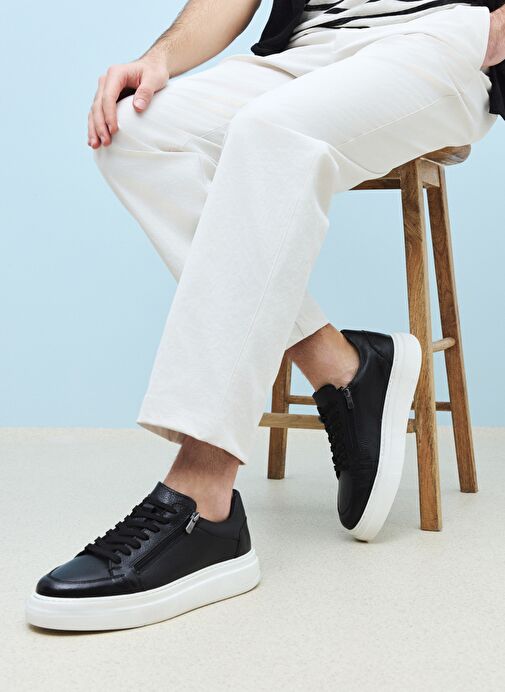 Ziya, Erkek Hakiki Deri Sneaker 1511026Z550 Siyah - Görsel 2