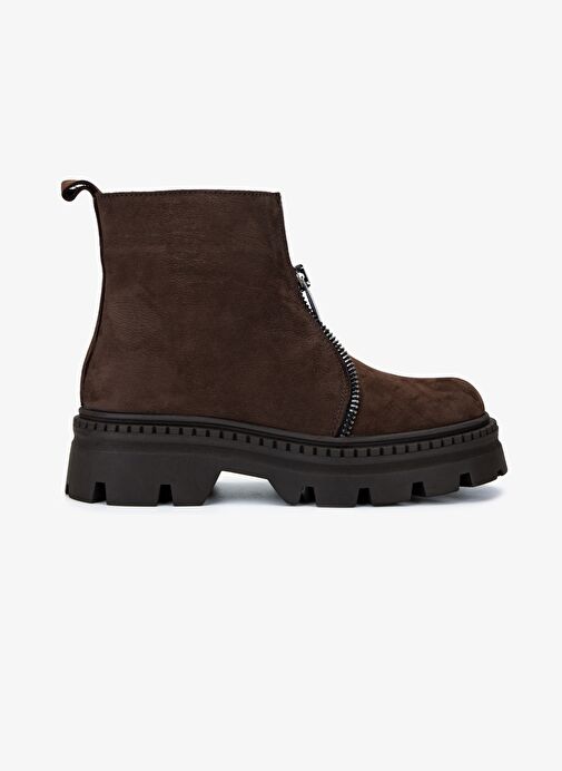 Valmenti Kadın Hakiki Deri Kahverengi Düz Bot - Görsel 2