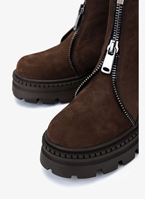 Valmenti Kadın Hakiki Deri Kahverengi Düz Bot - Görsel 4