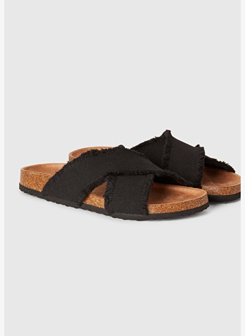Kadın Siyah Çapraz Bantlı Plaj Terliği - Görsel 4