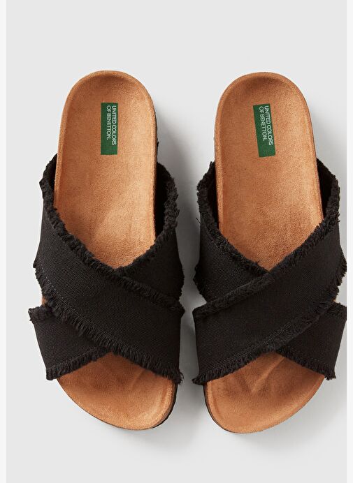 Kadın Siyah Çapraz Bantlı Plaj Terliği - Görsel 5