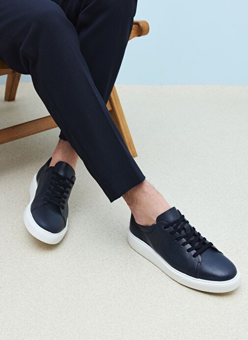 Ziya, Erkek Hakiki Deri Sneaker 1511026Z895 Lacivert - Görsel 4
