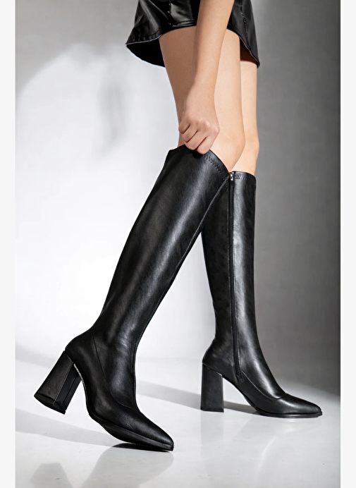 Gilla's Queen Gilla's Queen Kadın Siyah Tarz Diz Altı Sivri Burun Topuklu Çizme Bot | Boyner Siyah - 3. görsel