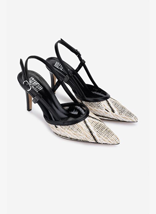 Valmenti Kadın Deri & Tekstil Siyah Slingback Ayakkabı - Görsel 3