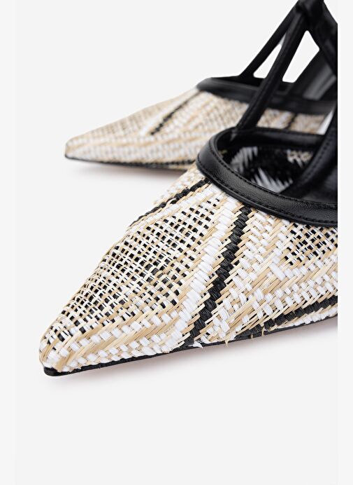 Valmenti Kadın Deri & Tekstil Siyah Slingback Ayakkabı - Görsel 4