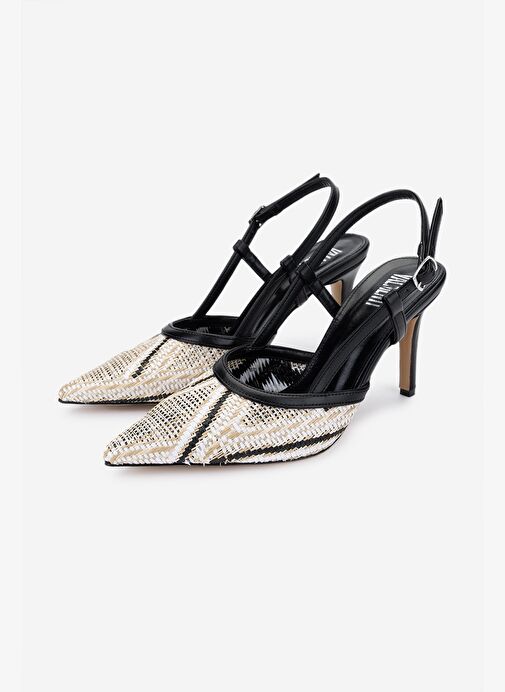 Valmenti Kadın Deri & Tekstil Siyah Slingback Ayakkabı - Görsel 6