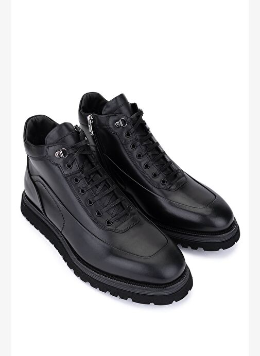 Giampiero Nicola Erkek Hakiki Deri Siyah Bot - Görsel 3