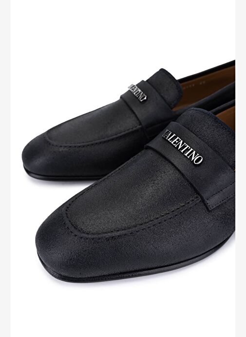 VALENTINO Erkek Hakiki Deri Siyah Loafer Ayakkabı - Görsel 4