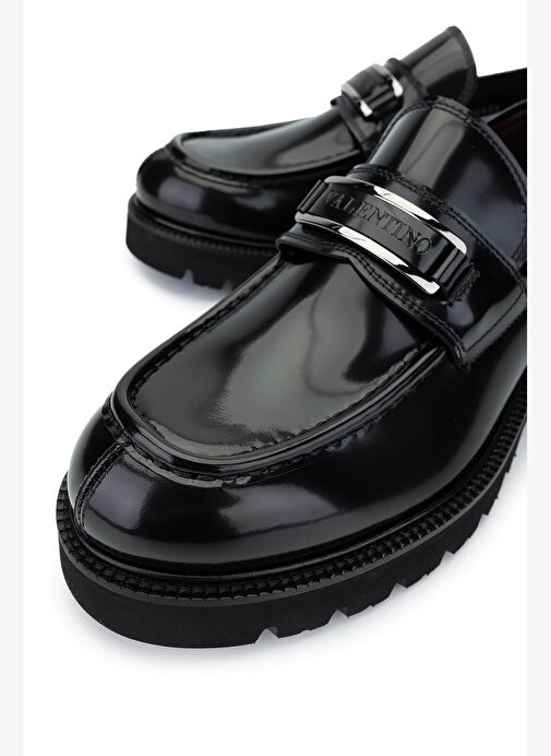 VALENTINO Erkek Hakiki Deri Siyah Loafer Ayakkabı - Görsel 4