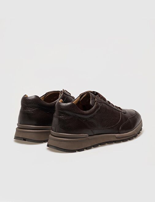 Hakiki Deri Kahverengi Bağcıklı Erkek Spor Ayakkabı - Görsel 4