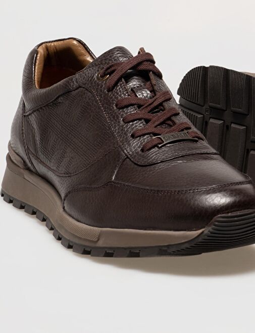 Hakiki Deri Kahverengi Bağcıklı Erkek Spor Ayakkabı - Görsel 5