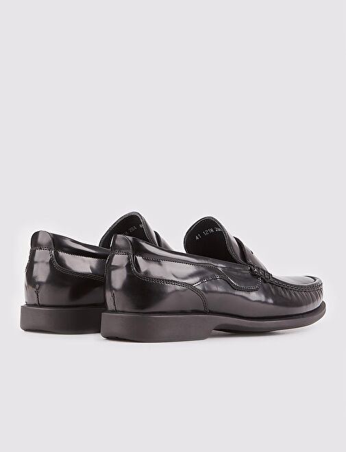 Hakiki Deri Siyah Kaymaz Kauçuk Tabanlı Erkek Günlük Ayakkabı - Görsel 4