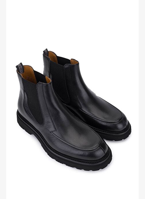 Rossi Erkek Hakiki Deri Siyah Casual Bot - Görsel 3