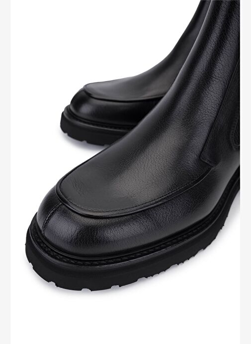 Rossi Erkek Hakiki Deri Siyah Casual Bot - Görsel 4