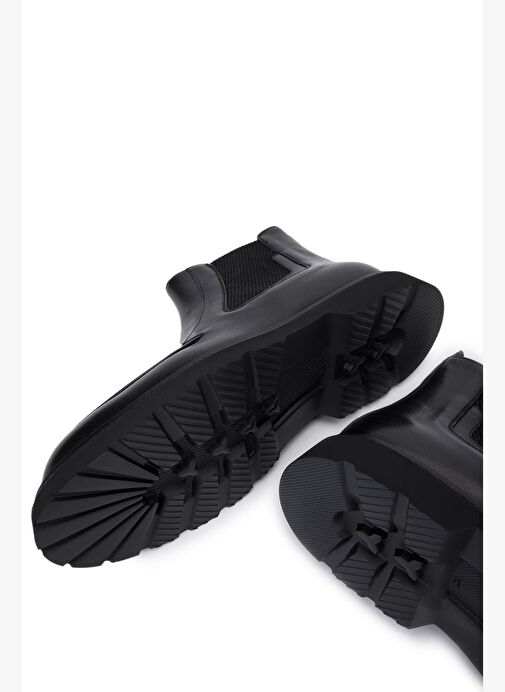 Rossi Erkek Hakiki Deri Siyah Casual Bot - Görsel 5