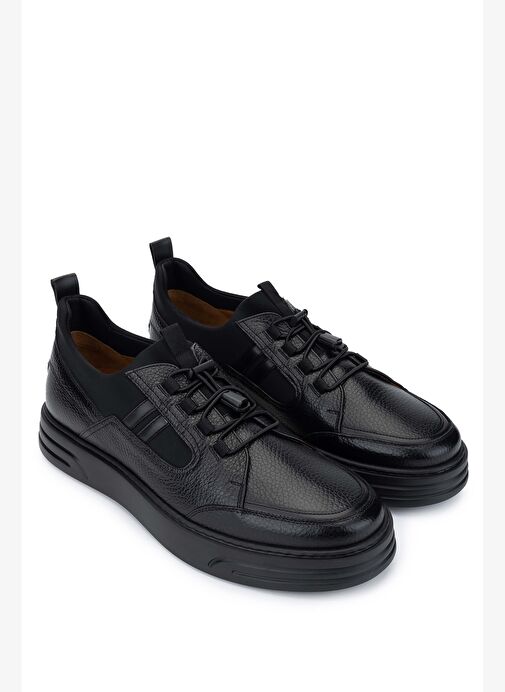 Rossi Erkek Deri & Tekstil Siyah Casual Ayakkabı - Görsel 3