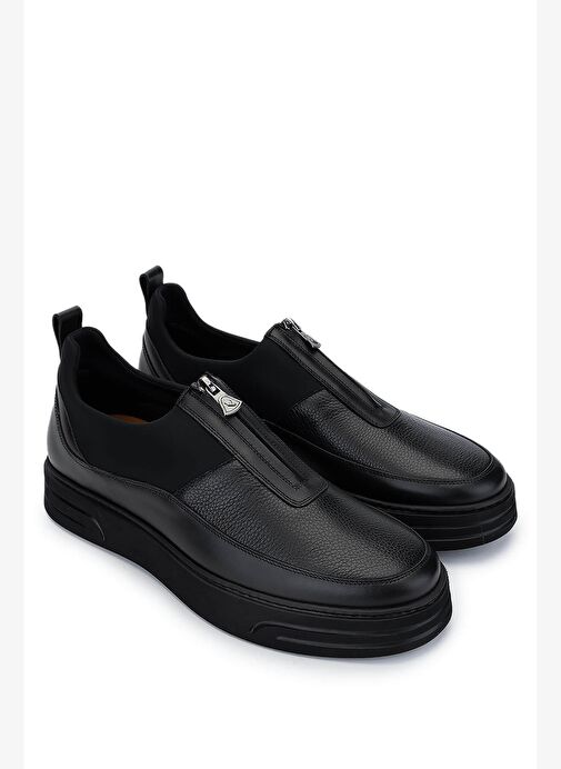 Rossi Erkek Deri & Tekstil Siyah Casual Ayakkabı - Görsel 3