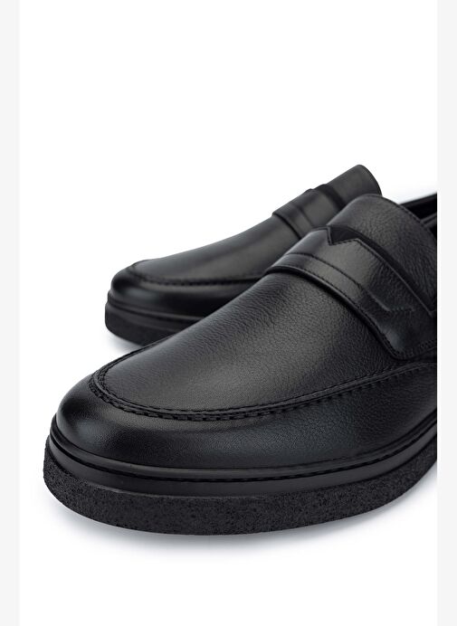 Rossi Erkek Hakiki Deri Siyah Casual Ayakkabı - Görsel 4