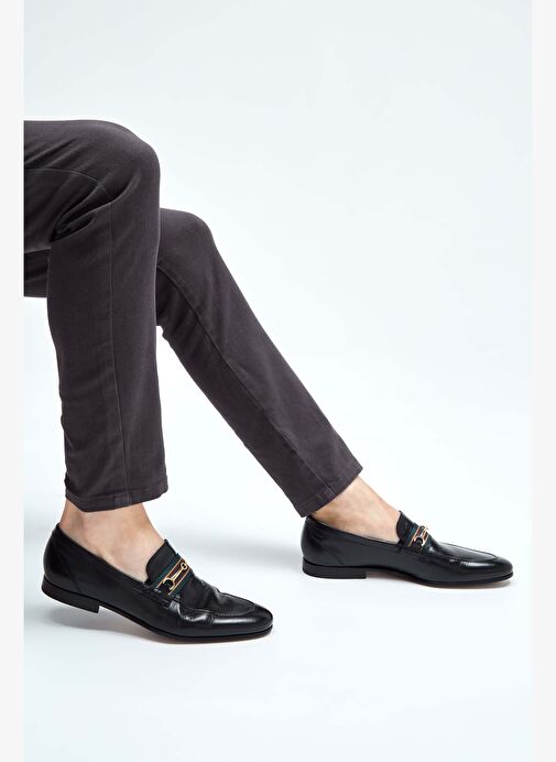 Rossi Erkek Hakiki Deri Siyah Makosen Ayakkabı - Görsel 4