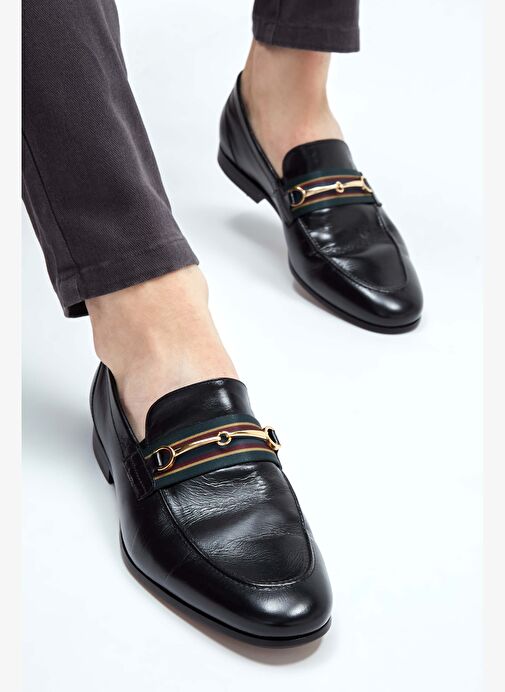 Rossi Erkek Hakiki Deri Siyah Makosen Ayakkabı - Görsel 5