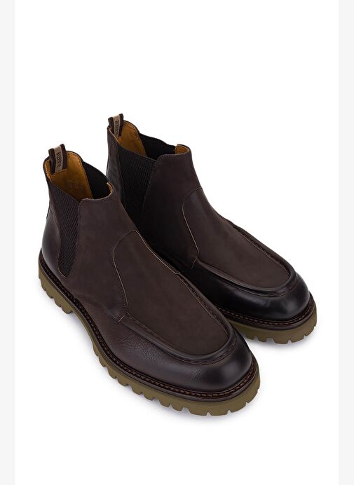 Rossi Erkek Hakiki Deri Kahverengi Casual Bot - Görsel 3