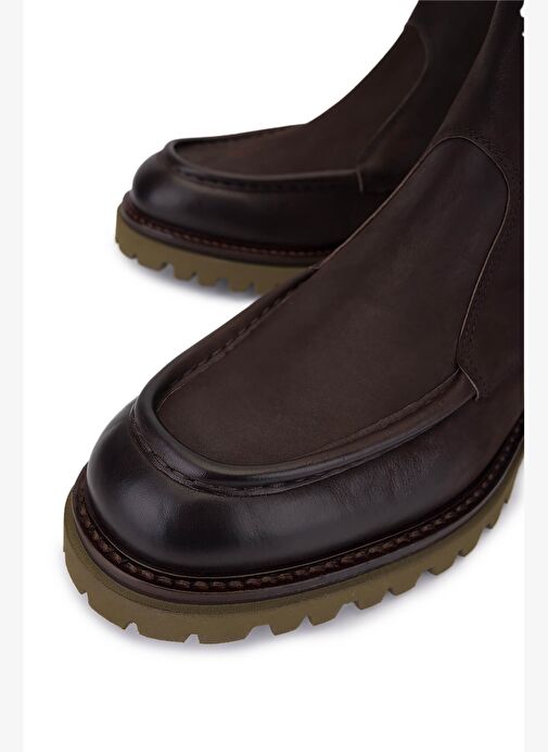 Rossi Erkek Hakiki Deri Kahverengi Casual Bot - Görsel 4