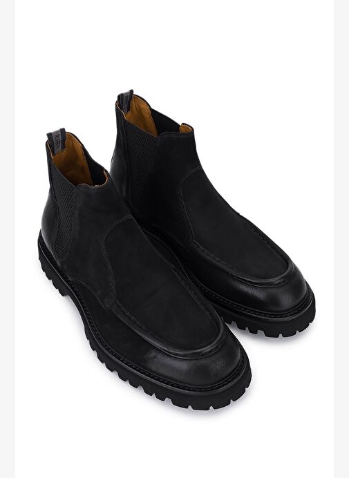Rossi Erkek Hakiki Deri Siyah Casual Bot - Görsel 3