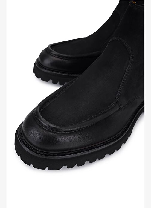 Rossi Erkek Hakiki Deri Siyah Casual Bot - Görsel 4