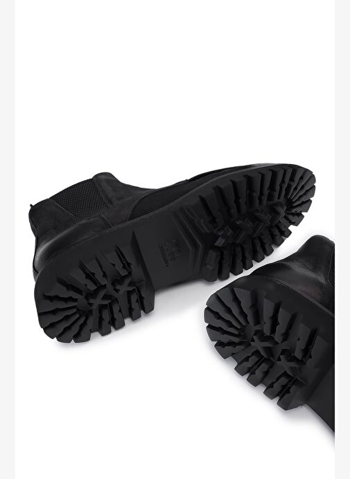 Rossi Erkek Hakiki Deri Siyah Casual Bot - Görsel 5