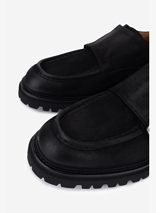 Rossi Erkek Hakiki Deri Siyah Casual Ayakkabı - Görsel 4