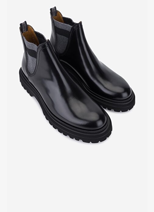 Rossi Erkek Hakiki Deri Siyah Casual Bot - Görsel 3