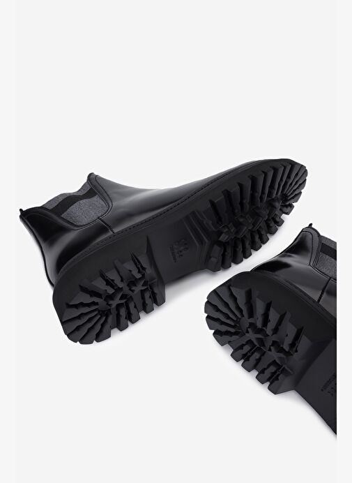 Rossi Erkek Hakiki Deri Siyah Casual Bot - Görsel 5