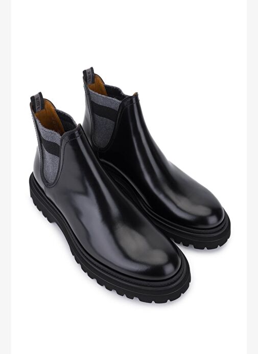 Rossi Erkek Hakiki Deri Siyah Casual Bot - Görsel 3