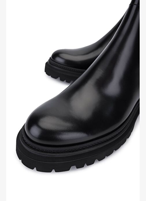 Rossi Erkek Hakiki Deri Siyah Casual Bot - Görsel 4