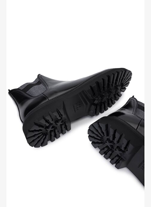 Rossi Erkek Hakiki Deri Siyah Casual Bot - Görsel 5