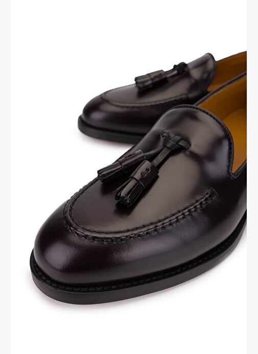 Rossi Kadın Hakiki Deri Bordo Loafer Ayakkabı - Görsel 4