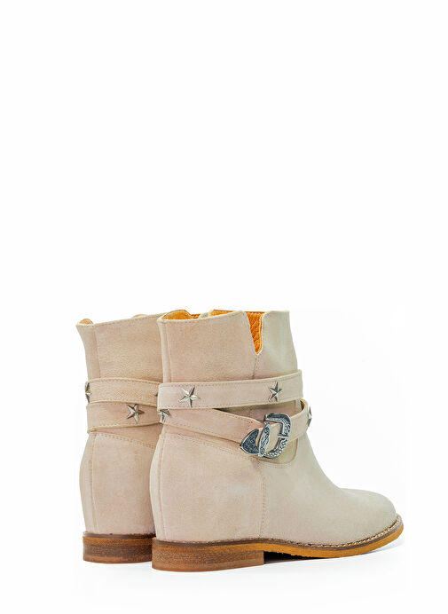 Nemesis Gerçek Deri Kadın Dolgu Taban Bot Bej Süet - Görsel 4