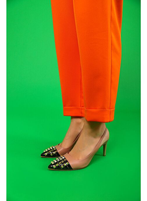 Verna Gerçek Deri Kadın Topuklu Sandalet Pudra - Görsel 5