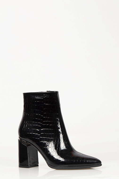 Nemesis Fermuarlı Topuklu Kadın Bot Siyah - Görsel 4