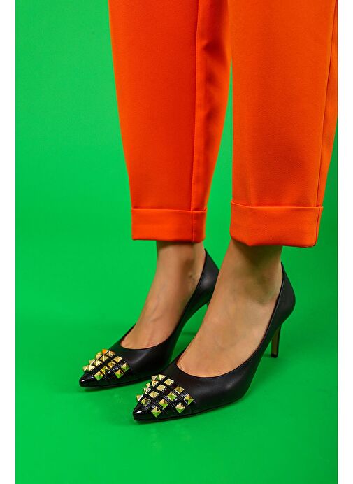 Vidya Gerçek Deri Kadın Topuklu Ayakkabı Siyah - Görsel 5