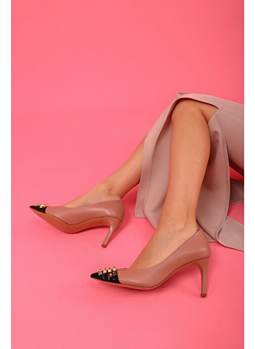 Vidya Gerçek Deri Kadın Topuklu Ayakkabı Pudra - Görsel 7