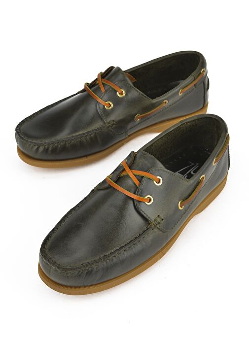 Ziya, Erkek Hakiki Deri Ayakkabı 1511007ZD1001 Haki - Görsel 9