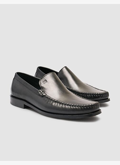 %100 Hakiki Deri Siyah Erkek Dikişli Klasik Ayakkabı - Görsel 3