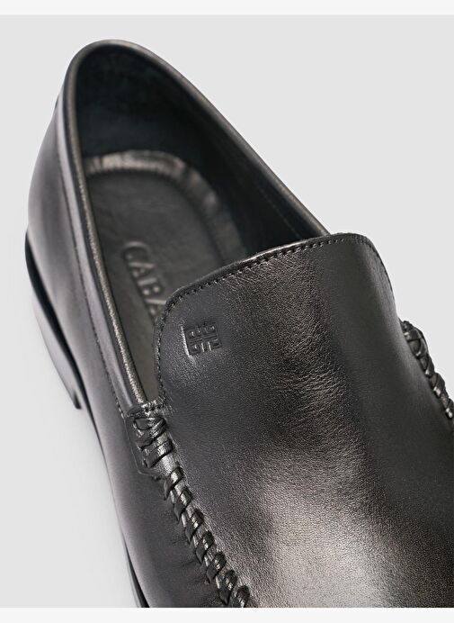 %100 Hakiki Deri Siyah Erkek Dikişli Klasik Ayakkabı - Görsel 7