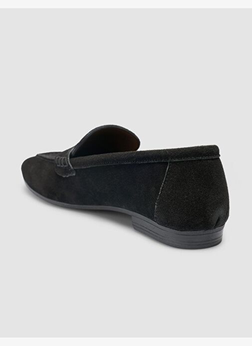 %100 Hakiki Deri Siyah Süet Kadın Loafer - Görsel 6