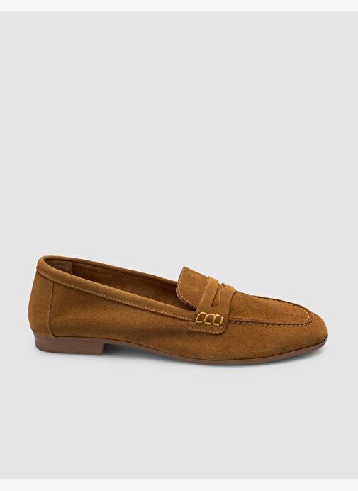 %100 Hakiki Deri Taba Süet Kadın Loafer - Görsel 2